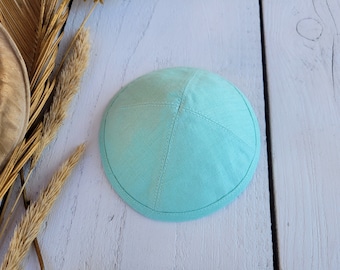 Mint green kippah, saucer kippah, Jewish head cover