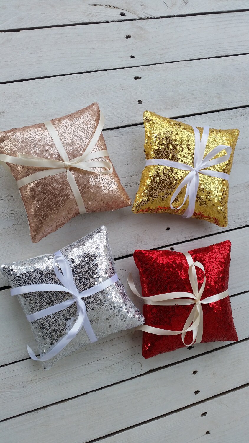 Sequin Ring Pillow Ring Bearer Pillow Rose Gold Sequin Etsy