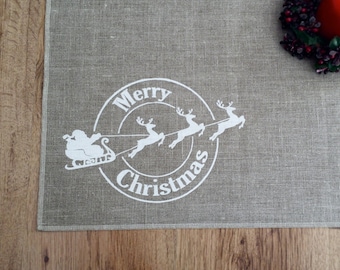 Christmas placemats, set of 4, screen printed place mats, linen place mats, table mats, christmas table linen