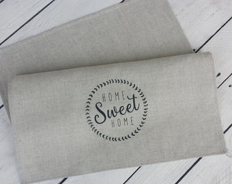 Home sweet home tea towel, hostess gift, handmade tea towel, printed towel