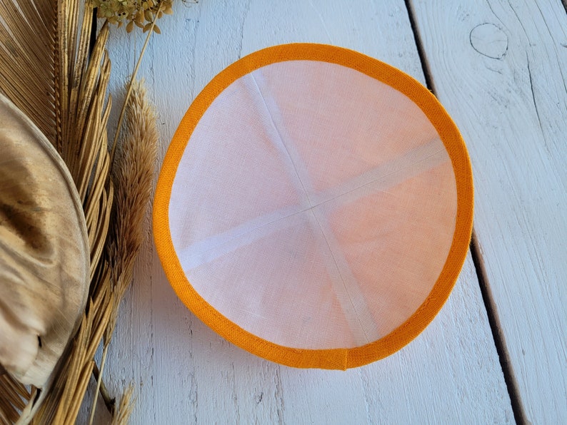 Orange kippah, saucer kippah, Jewish head cover image 5