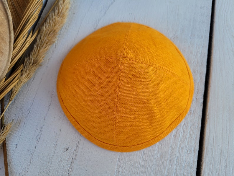 Orange kippah, saucer kippah, Jewish head cover image 3