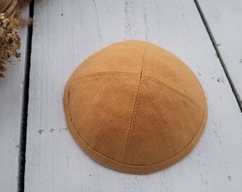 Mustard kippah, saucer kippah, Jewish head cover