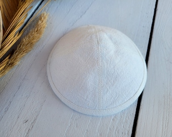 Ivory kippah, saucer kippah, Jewish head cover