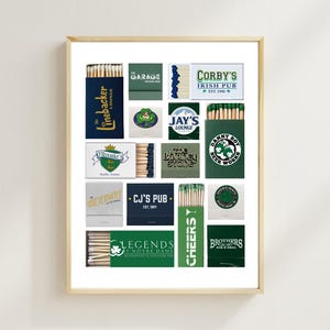 Notre Dame Bar Szene Streichholzbriefchen Kunst - Notre Dame Druck, Poster, digitaler Download, Geschenk für Studenten oder Notre Dame Fan