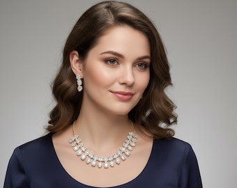 Miracle Jewels by MJ Handmade CZ Motif Necklace Set
