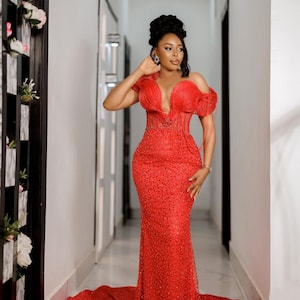 Asoebi Corset Mermaid Gown: African Wedding Guest Dress