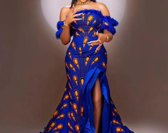 Ankara African Print Dress: Hochzeitsgast Kleid, Party Outfit