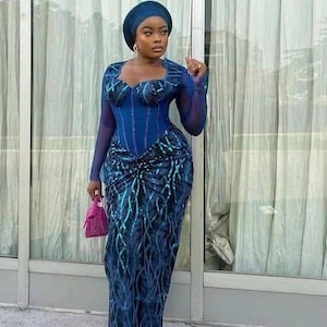 Asoebi Corset Mermaid Gown: African Wedding Guest Dress