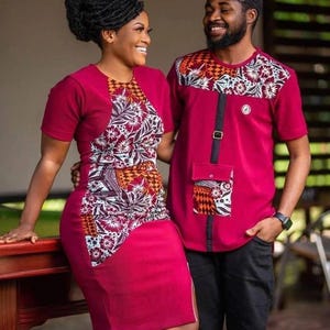 Couples African outfit, Ankara mermaid dress, Ankara gown, African wedding outfit, African engagement outfit, African print gown, men Kaftan