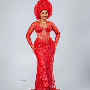 Asoebi Corset Mermaid Gown: African Wedding Guest Dress