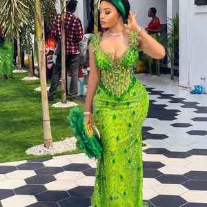 Asoebi Corset Mermaid Gown: African Wedding Guest Dress