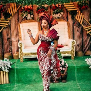 Asoebi Corset Mermaid Gown: African Wedding Guest Dress