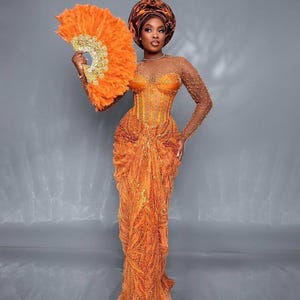Asoebi Corset Mermaid Gown: African Wedding Guest Dress