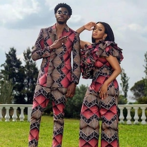 Couples African outfit, Ankara mermaid dress, Ankara gown, African wedding outfit, African engagement outfit, African print gown, men Kaftan