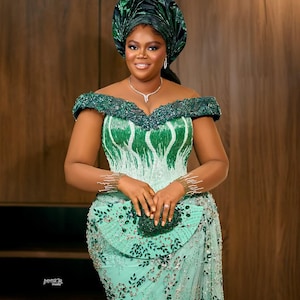 Asoebi Corset Mermaid Gown: African Wedding Guest Dress