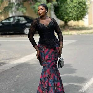 Asoebi Corset Mermaid Gown: African Wedding Guest Dress
