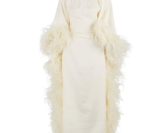 Bridal Feathered Kaftan Dress