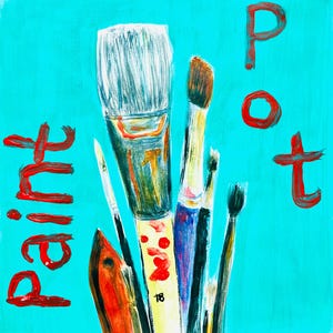 Bright image of paint brushes from original artwork by artist