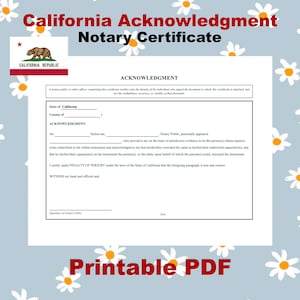 California Notary Acknowledgement Form | Printable PDF