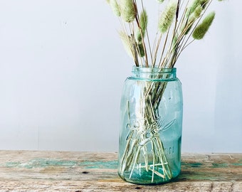 No 7 Blue Ball Jar | Quart Size Blue Mason Jar | Vintage Canning Jar | Antique Canning Jar | Rustic Wedding | Flower Vase