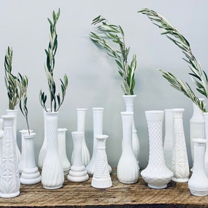 Vintage Milkglass Vase Collection | White Vintage Vases | Antique Milk Glass Vase |  Vintage Vases | Wedding Vases | Bridal | Mantle Display