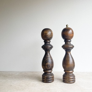 Wooden Salt and Pepper Grinders Turned Wood Spindle Salt and Pepper Shakers Set of Two image 1