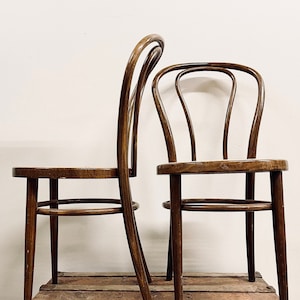 Bentwood Chairs Set of Two Bent Wood Dining Chairs Thonet Chairs Bistro Chairs Wood Caned Chairs Caning Caned Seat Rattan Wicker MCM image 1