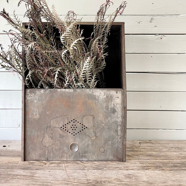 Metal Pie Safe Hoosier Cabinet Drawer Flour Bin Metal Box with Door Small Metal Cabinet Industrial Farmhouse Metal Storage Display Tin Zinc