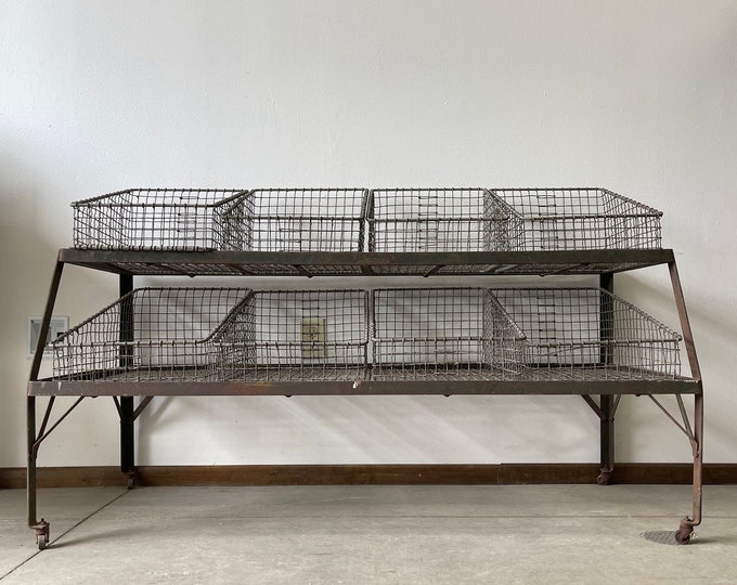 Industrial Metal Wire Basket Display General Store Steel Etsy