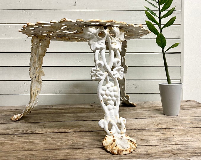 Antique Cast Iron Outdoor Table Grapevine White Iron Side Small Iron