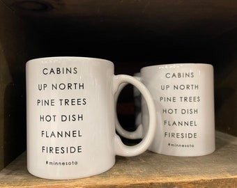 Minnesota Coffee Mug | #minnesota gift  | Cabin Up North Flannel Hot Dish Hotdish Fireside