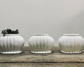 Milk Glass Randall Oval Planter | Milkglass Pot | Fenton Glass | Hobnail | Oval | Scalloped | White Glass Planter | 4 inch Planter Vintage