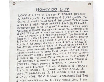 Canvas Wall Tarp Honey Do List Inspirational Wall Hanging Poetry Tarp Fabric Wall Hanging Large Wall Textile Graphic Dining Room