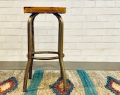 Vintage Stool Metal Stool Wood Stool Loft Living Industrial Chic Workshop Stool