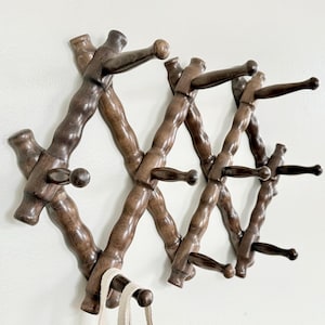 Vintage Hook Rack Wood Peg Rack Accordian Folding Coat Rack Folding Jewelry Rack Wall Rack Wood Pegs Wood Rack Wooden Rack Made in Yugoslav