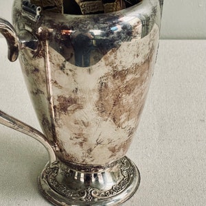 Silver Pitcher Antique Pitcher Tarnished Silver Vase Display Flowers Branches Shabby Chic Silverplate image 3