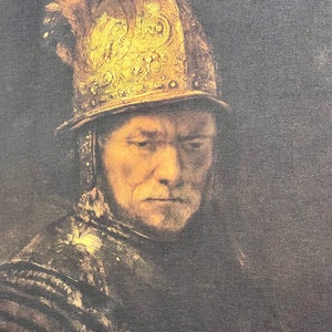 The Man with the Golden Helmet Rembrandt Painting Art Mid Century Dutch Artist Oil Lithograph Giclee Canvas Classic Art Museum Holland image 2