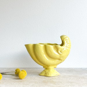 Yellow Mid Century Planter Dish Pottery Mid-Century Conch Planter Houseplant Butter Yellow Planter Made in USA image 1