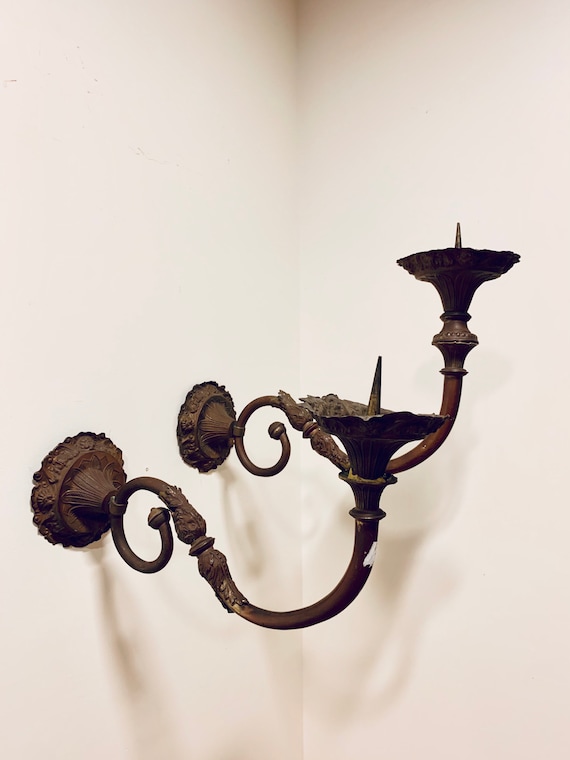 Large Metal Sconces Set of Two Copper Candleholder Sconce Copper