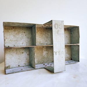 Large Divided Metal Tool Tray with Handle Galvanized Tote Artist Supply Gardening Industrial Display Craft Storage Sheet Metal Open Tool Box