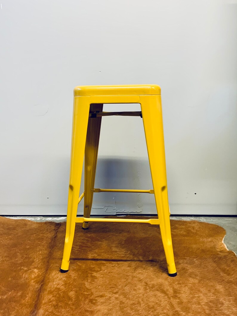 Set of 2 Yellow Metal Bar Stools Painted Metal Bar Stools Etsy