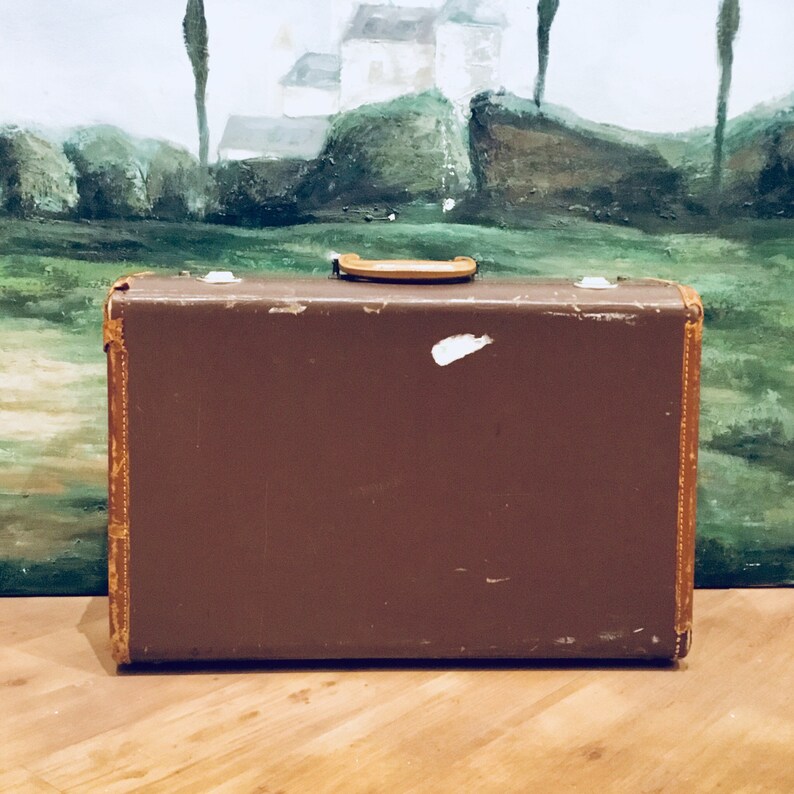 Vintage Brown Leather Suitcase Brown Leather Suitcase Vintage Travel Vintage Leather Suitcase Hard Side Suitcase Wedding Card Box
