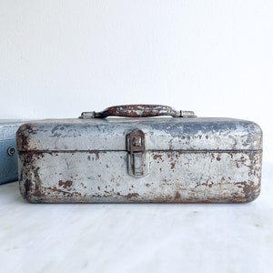 Rustic Industrial Metal Tool Box Divided Tray Industrial Steel  Tool Box Vintage Tool Box Metal Box Storage Fishing Tackle Box