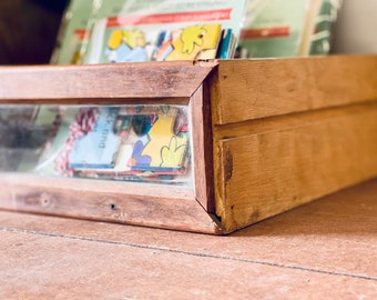 Vintage Wooden Drawer with Window | Display Bin | Decorative Storage Box | Bedside Organizer | Wood Trinket Box | Shadow Box | Small Storage