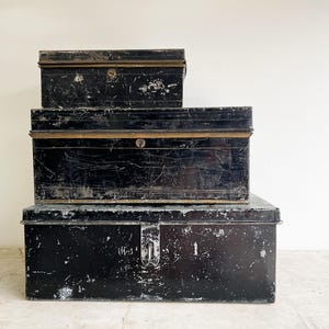 Vintage Große Metallbox Geldkassette Verzinkter Stahl Schwarz Schwermetallbox Handwerk Aufbewahrungskarte Box Rustikale Metallspeicherorganisation