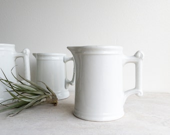 Antique Ironstone Pitcher Milk Jug Small Pitcher Ironstone Collector White Cream Wedding Display Modern Country Farmhouse