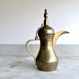 Dallah Antique Brass Coffee Pot Islamic Arabic Coffee Pot 1800s Signed Early Middle Eastern Handmade Bedouin Desert Coffee Tea Pot Ottoman