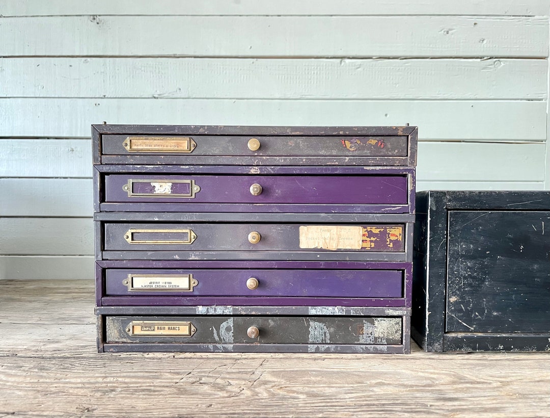 Vintage Metal Drawers Set of Two Stackable Jewelry Parts Art Etsy