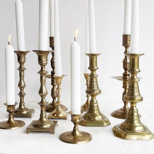 Set of 2 Brass Candlesticks Tall Brass Candleholders Taper Candleholders Traditional Decor Mantle Dining Room Centerpiece Candle Holder